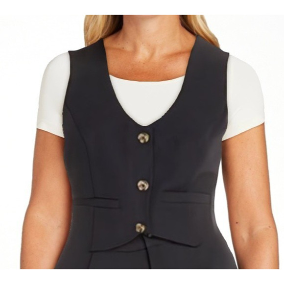 Madden NYC Womens Juniors Suiting Vest Black Beauty Size L (11-13) - Picture 5 of 6